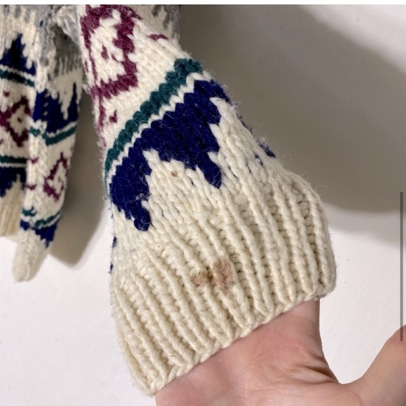 Sheep Landia Jacquard Crew Neck Wool Knit Sweater L - Picture 6 of 15